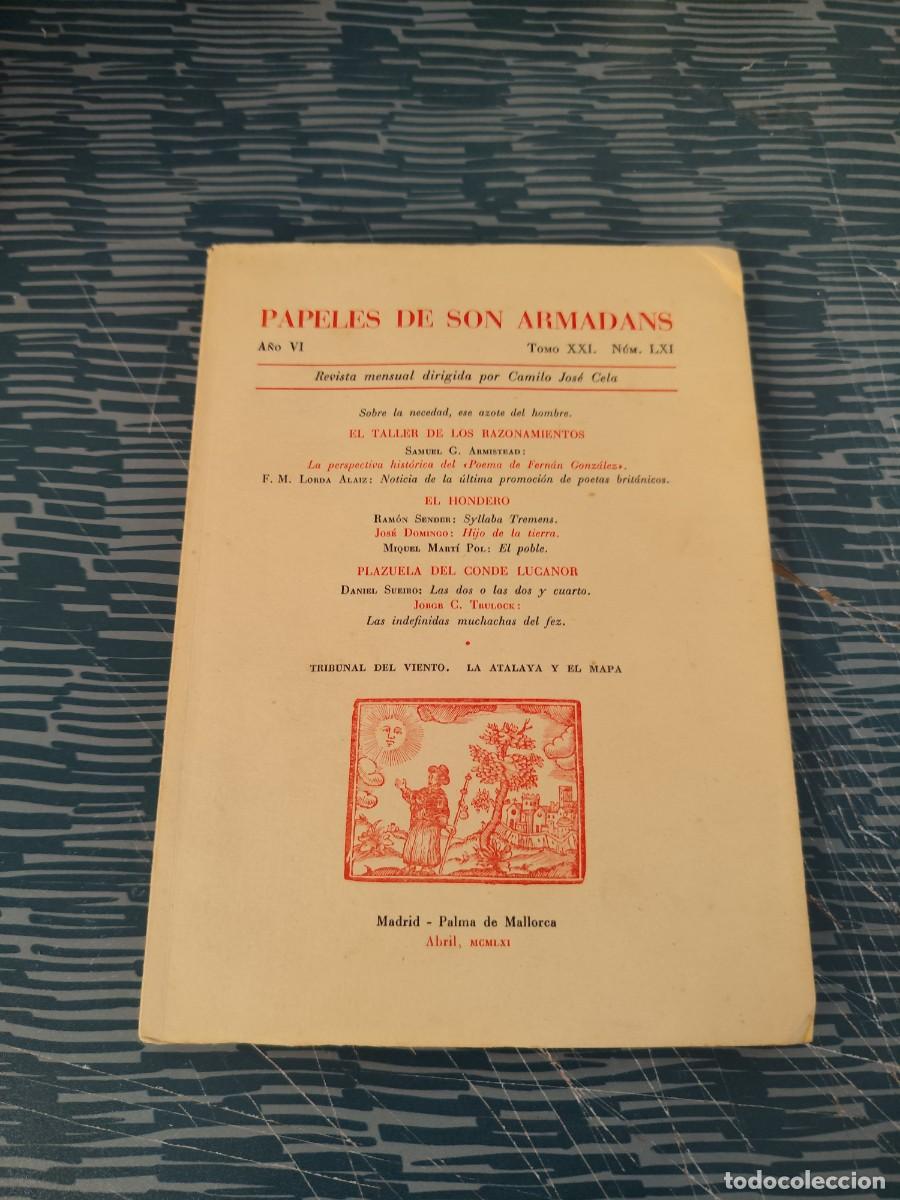 Libros de segunda mano: PAPELES DE SON ARMADAS,A&Ntilde;O VI,T.XXI,NUM.LXI,1961,VER FOTOS.