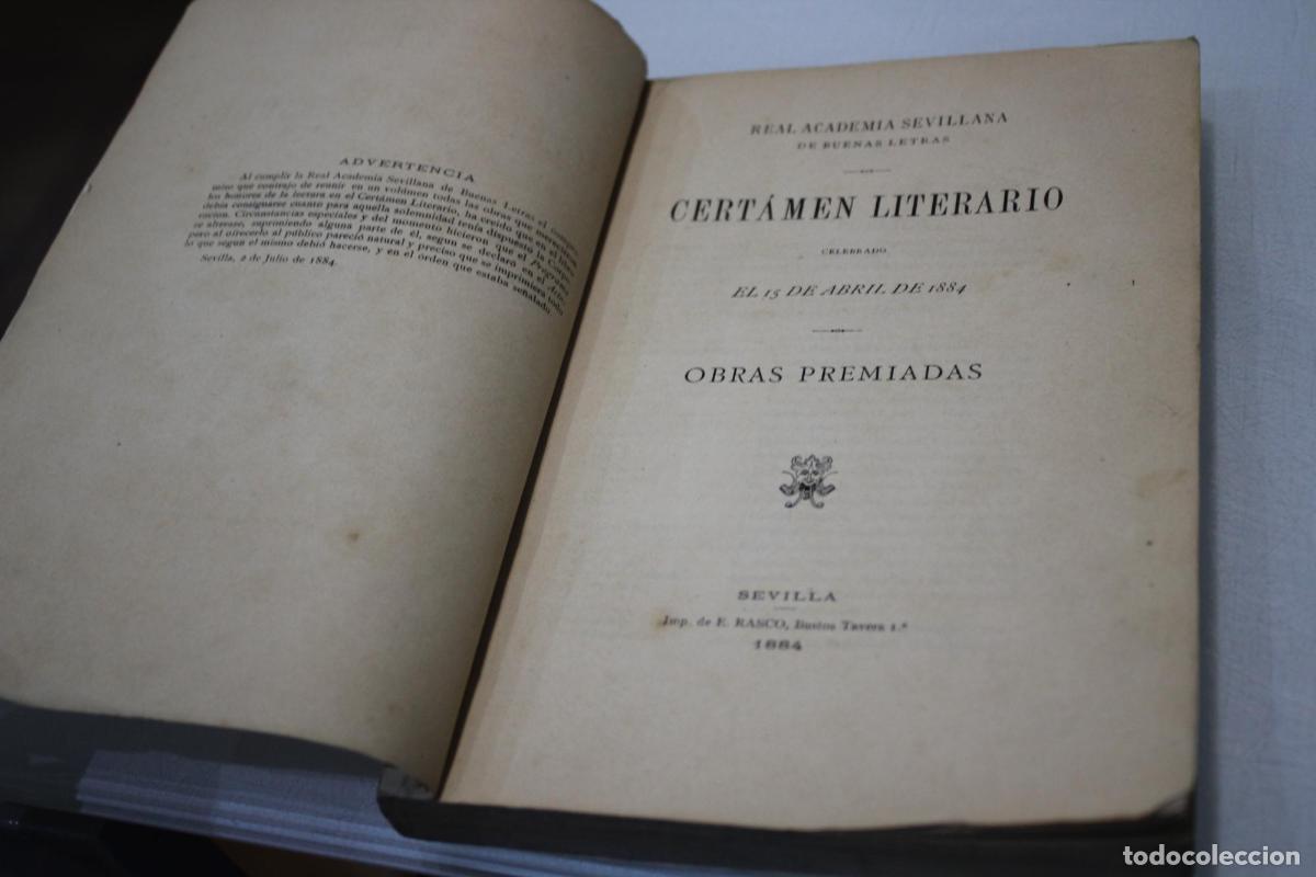 Libros de segunda mano: Cert&aacute;men literario celebrado el 15 de abril de 1884. Obras Premiadas - Vv. Aa.