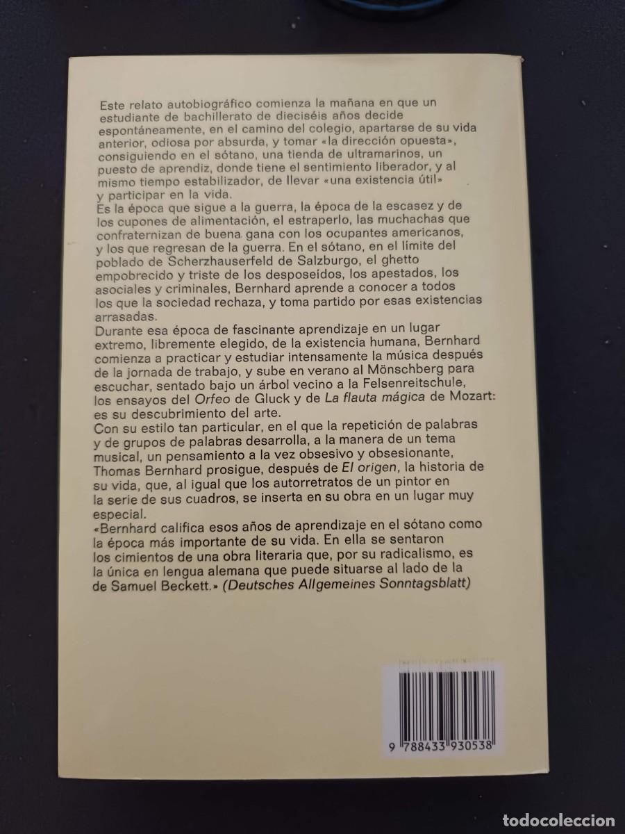 Libros de segunda mano: THOMAS BERNHARD: EL S&Oacute;TANO. EDIT. ANAGRAMA - Foto 2