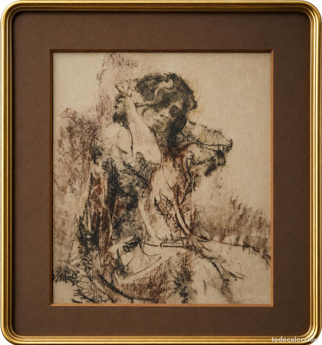Libros de segunda mano: GUMERSINDO S&Aacute;ENZ DE MORALES (MADRID,1900-BARCELONA,1976) &rdquo;MUJER&rdquo; CARBONCILLO Y PASTEL (35 x 30)