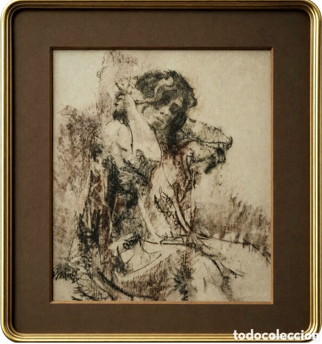 Libros de segunda mano: GUMERSINDO S&Aacute;ENZ DE MORALES (MADRID,1900-BARCELONA,1976) &rdquo;MUJER&rdquo; CARBONCILLO Y PASTEL (35 x 30)