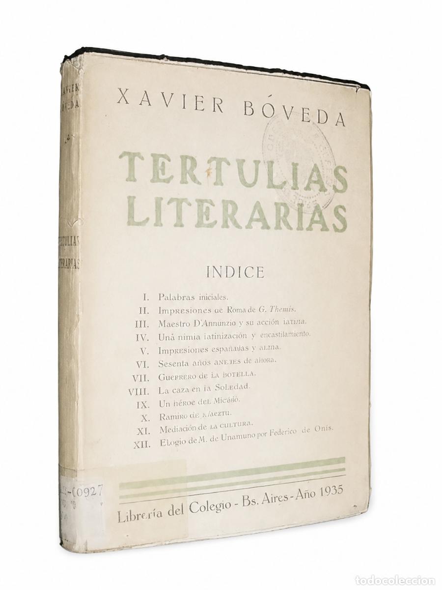 Libros de segunda mano: Xavier B&oacute;veda &ndash; Tertulias literarias &ndash; Librer&iacute;a del Colegio &ndash; 1935 LM