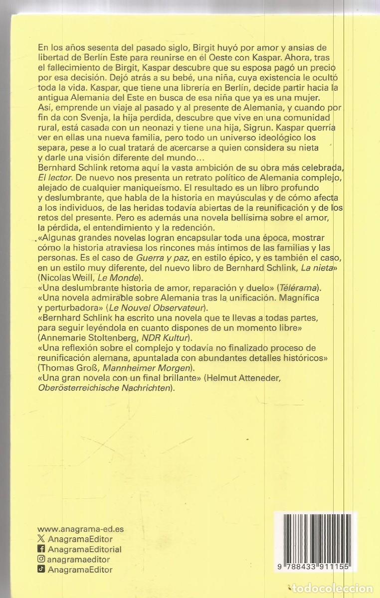 Libros de segunda mano: BERNHARD SCHLINK. LA NIETA. ANAGRAMA. - Foto 2