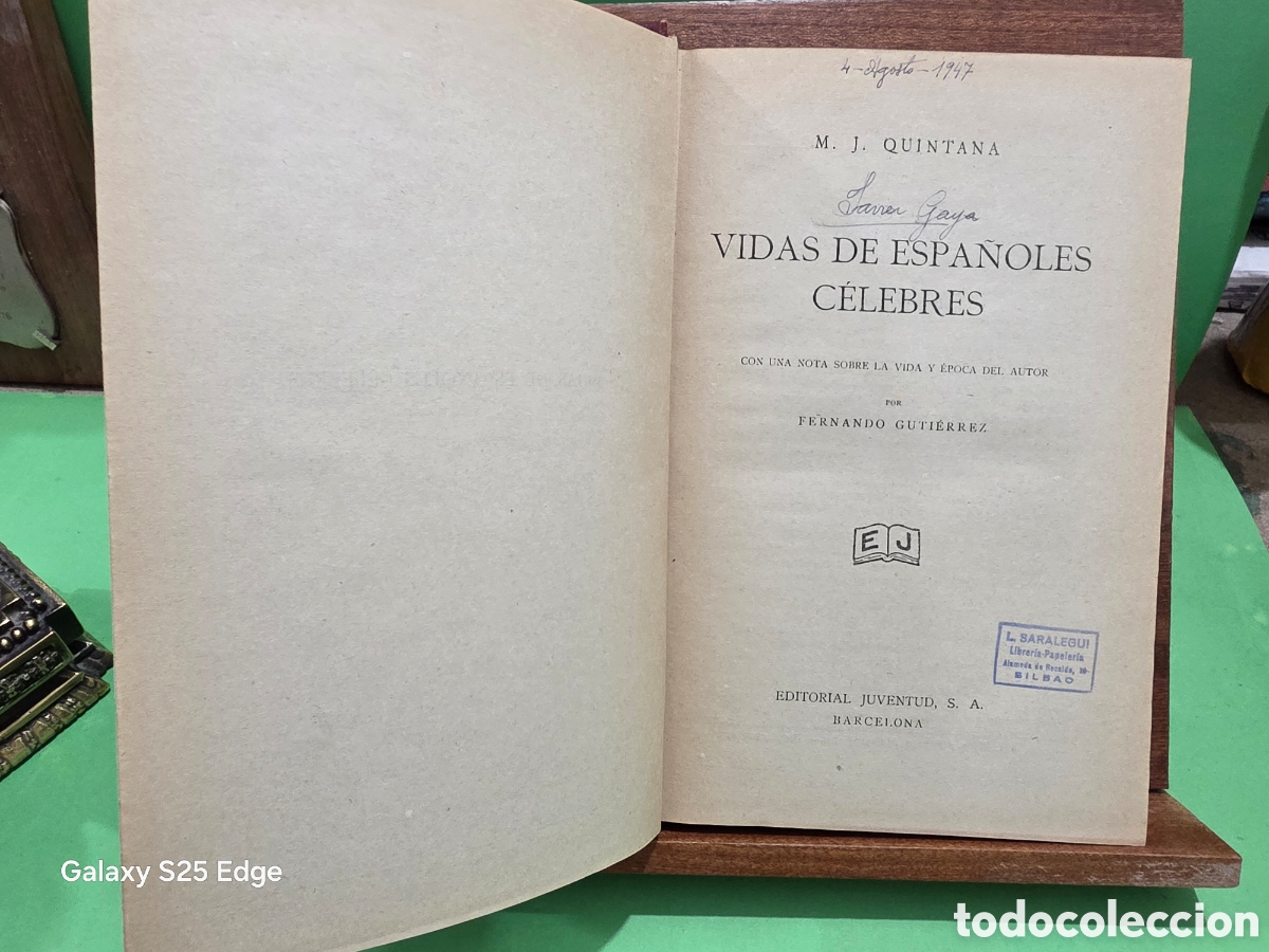 Libros de segunda mano: &rdquo;&rdquo;VIDAS DE ESPA&Ntilde;OLES C&Egrave;LEBRES&rdquo;&rdquo;...M. J. QUINTANA...EDITORIAL JUVENTUD...1941...