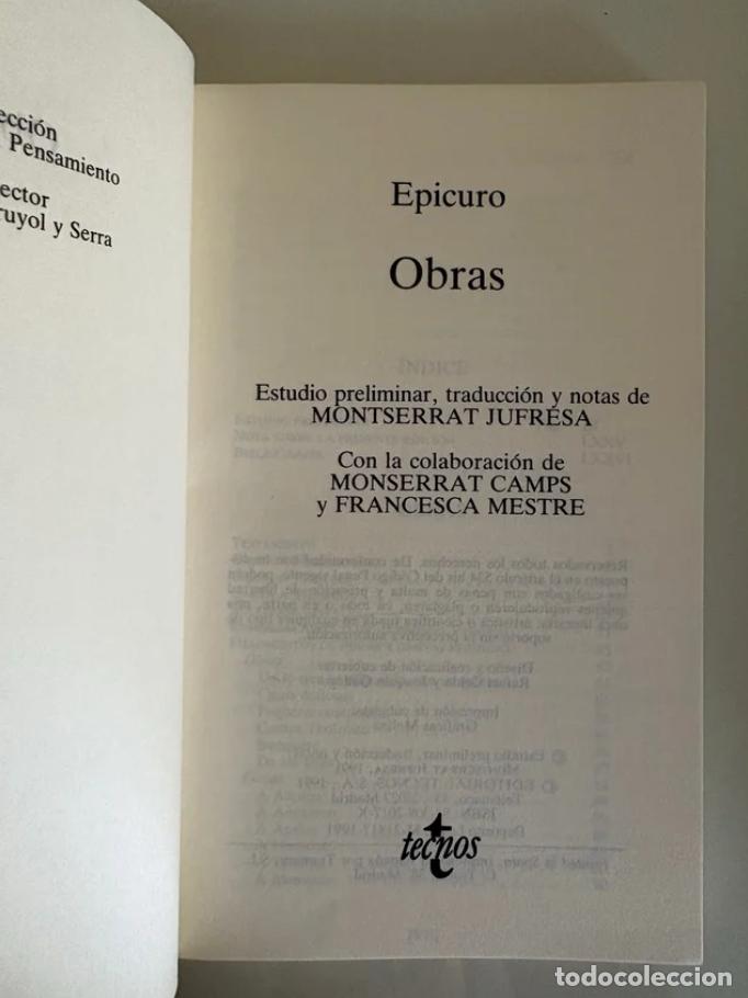 Libros de segunda mano: Epicuro: Obras (Tecnos) - Foto 4