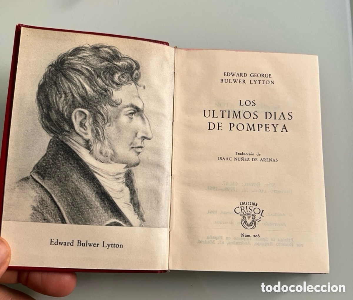 Libros de segunda mano: Los &uacute;ltimos d&iacute;as de Pompeya. E. G. Bulwer Lytton. Aguilar crisol 206. 4&ordf; ed. 1961