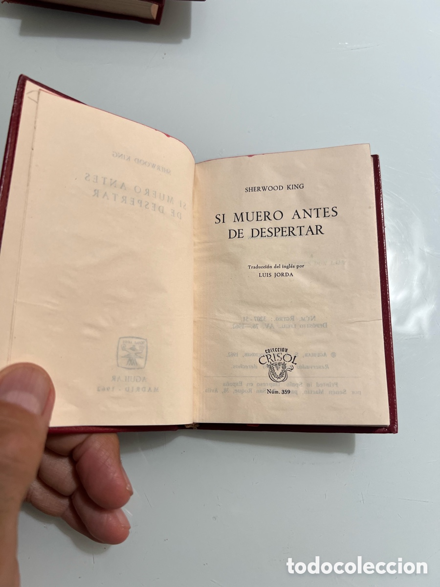 Libros de segunda mano: Si muero antes de despertar. Sherwood King. Aguilar Crisol 359. 2&ordf; ed. 1962