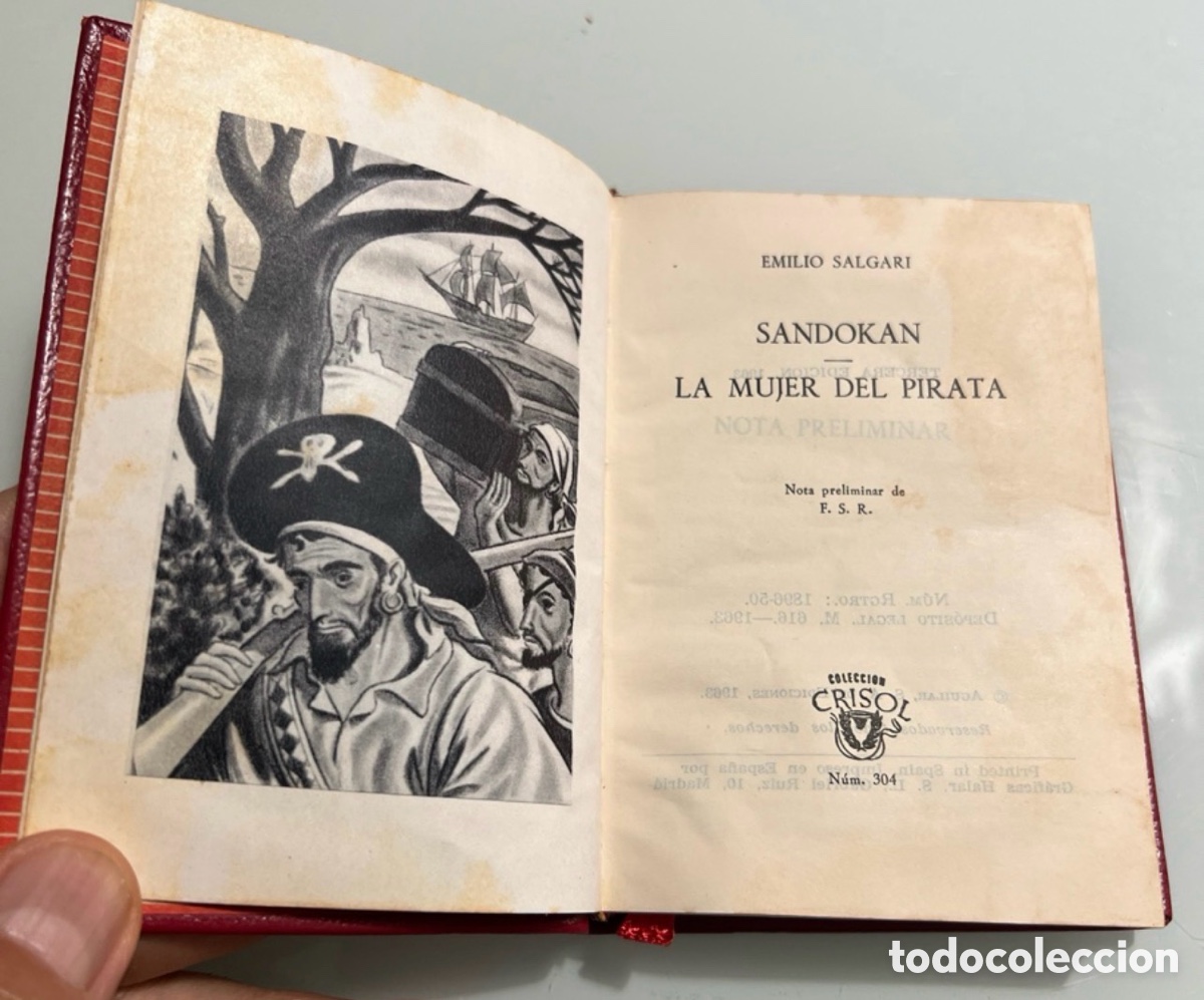 Libros de segunda mano: Sandokan . La mujer del pirata. Emilio Salgari. Aguilar crisol 304. Tercera Edicion 1963
