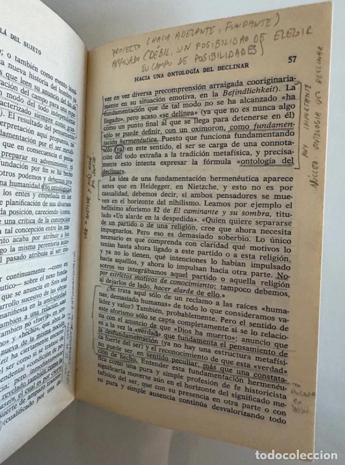 Libros de segunda mano: Vattimo, Gianni: M&aacute;s all&aacute; del sujeto - Foto 5