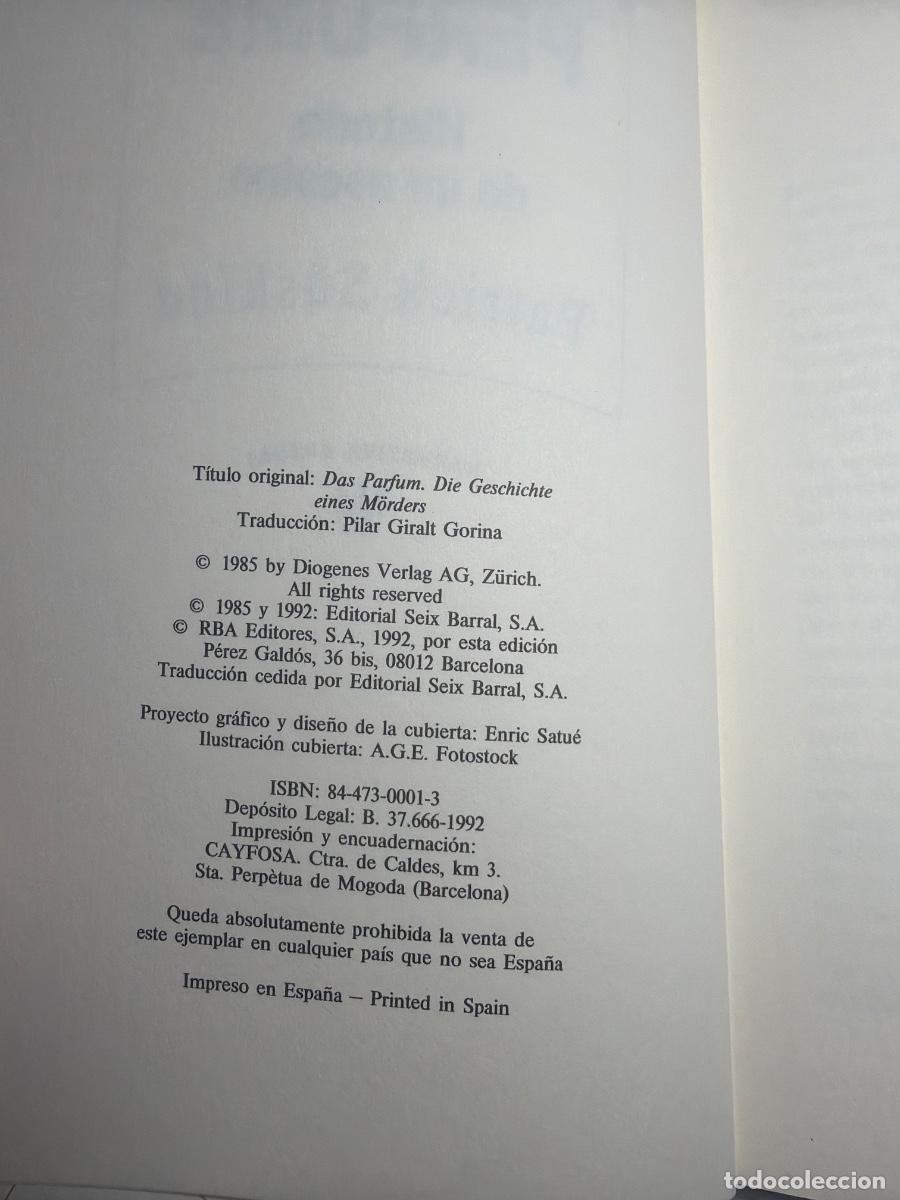 Libros de segunda mano: Libro El perfume | Patrick Suskind | 1992 - Foto 3