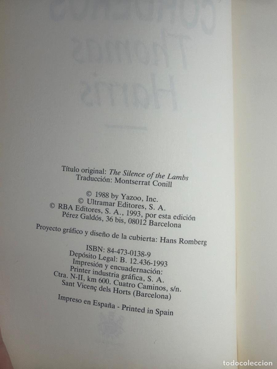 Libros de segunda mano: Libro El silencio de los Corderos | Thomas Harris | 1993 - Foto 3