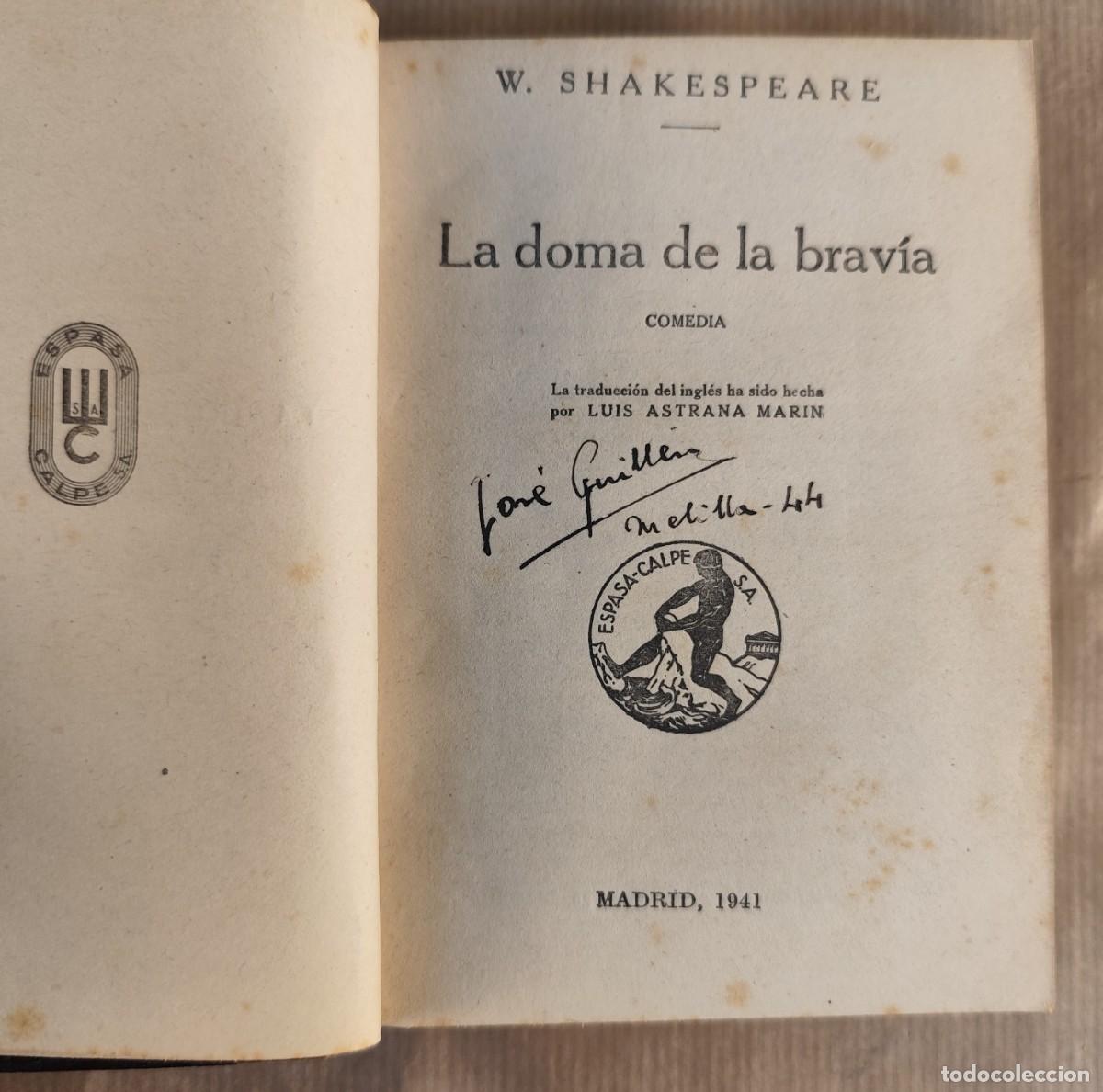 Libros de segunda mano: La doma de la brav&iacute;a W. Shakespeare