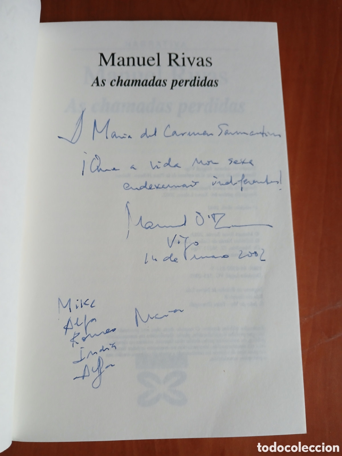 Libros de segunda mano: As Chamadas Perdidas. Manuel Rivas. DEDICADO Y FIRMADO POR EL AUTOR.