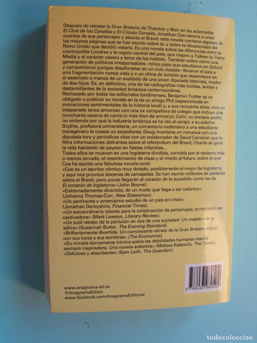 Libros de segunda mano: EL CORAZ&Oacute;N DE INGLATERRA / JONATHAN COE / NARRATIVA - Foto 2