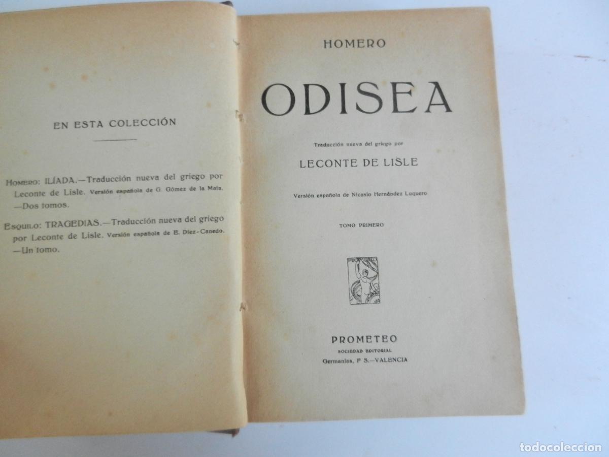 Libros de segunda mano: ODISEA - HOMERO - PROMETEO - TOMO I Y TOMO II ENCUADERNADOS EN TAPA DURA ENTELADA