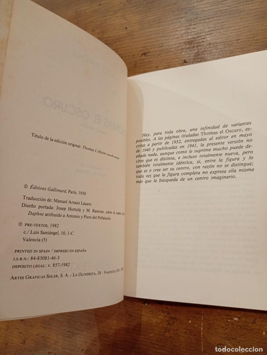 Libros de segunda mano: Thomas El Oscuro, Maurice Blanchot. - Foto 3