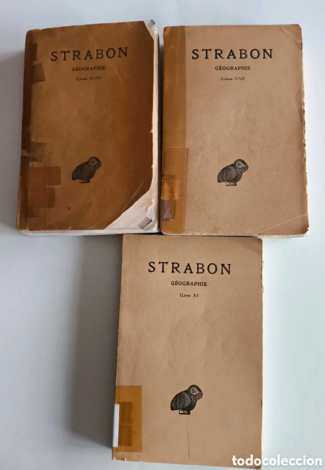 Libros de segunda mano: Lote de 3 vol. de &rdquo;G&eacute;ographie&rdquo; de Strabon. Tomo II, Tomo III y Tomo VII