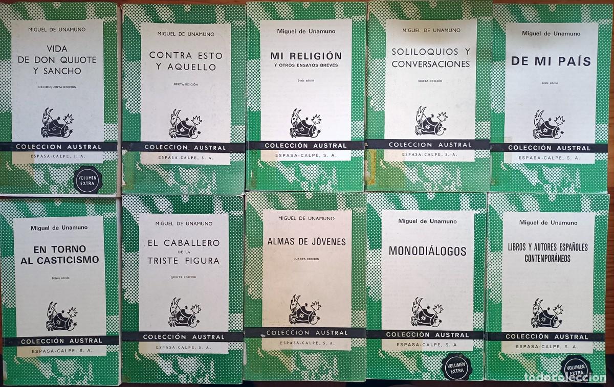 Libros de segunda mano: Lote de 10 libros de Miguel de Unamuno de la colecci&oacute;n Austral