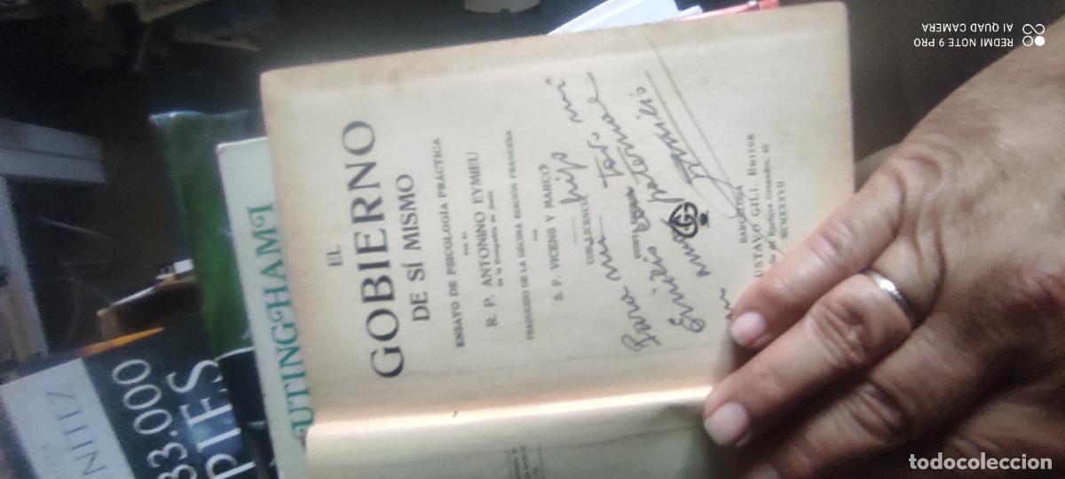 Libros de segunda mano: R.P.Antonio Eymieu, El gobierno de si mismo, Ensayo de psicologia practica, l
