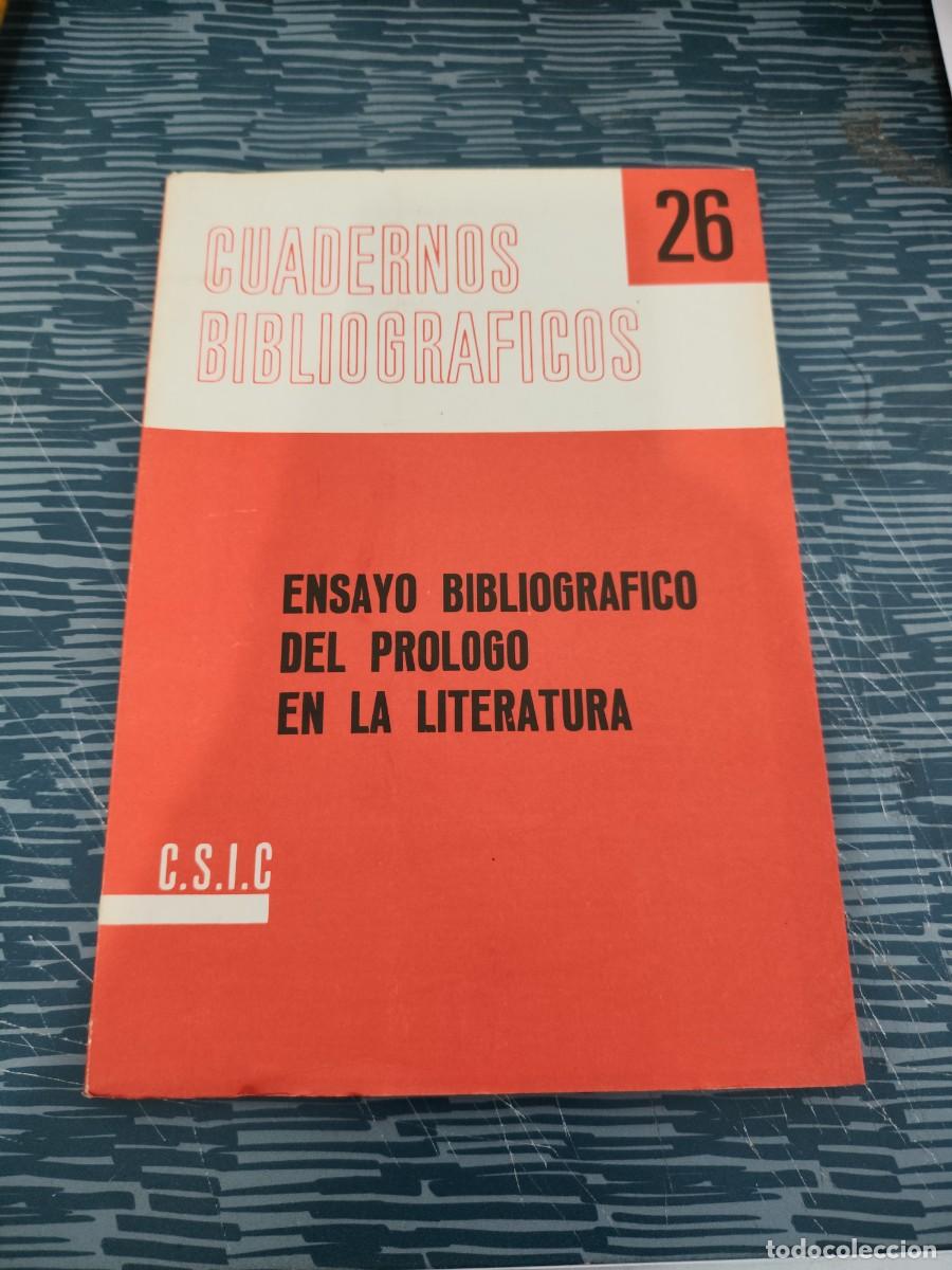 Libros de segunda mano: CUADERNOS BIBLIOGRAFICOS 26, ENSAYO BIBLIOGR&Aacute;FICO DEL PR&Oacute;LOGO EN LA LITERATURA,1971,71 P&Aacute;GINAS..