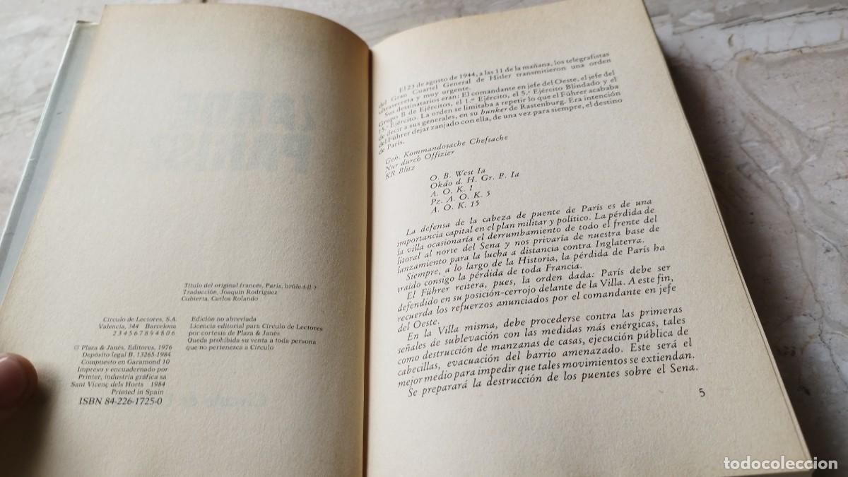 Libros de segunda mano: &iquest;ARDE PARIS? / LAPIERRE - COLLINS / ZUX 23 / CIRCULO DEL &Eacute;XITO - Foto 6