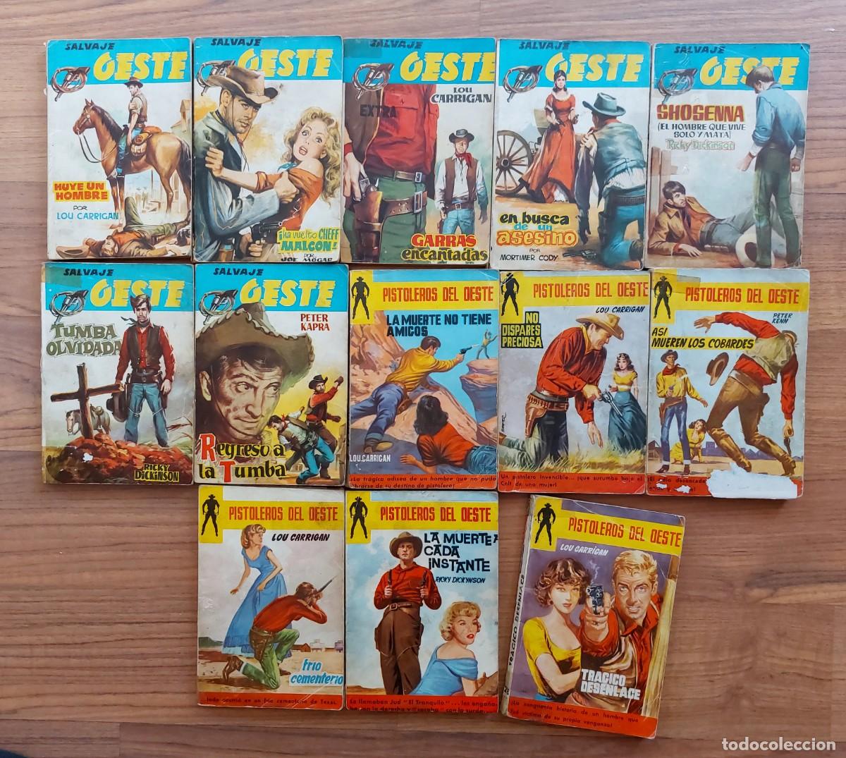 Libros de segunda mano: COLECCION SALVAJE OESTE-PISTOLEROS DEL OESTE FERMA 1960 - LOTE 13 NOVELAS ANTIGUAS-BOLSILIBROS-PULP