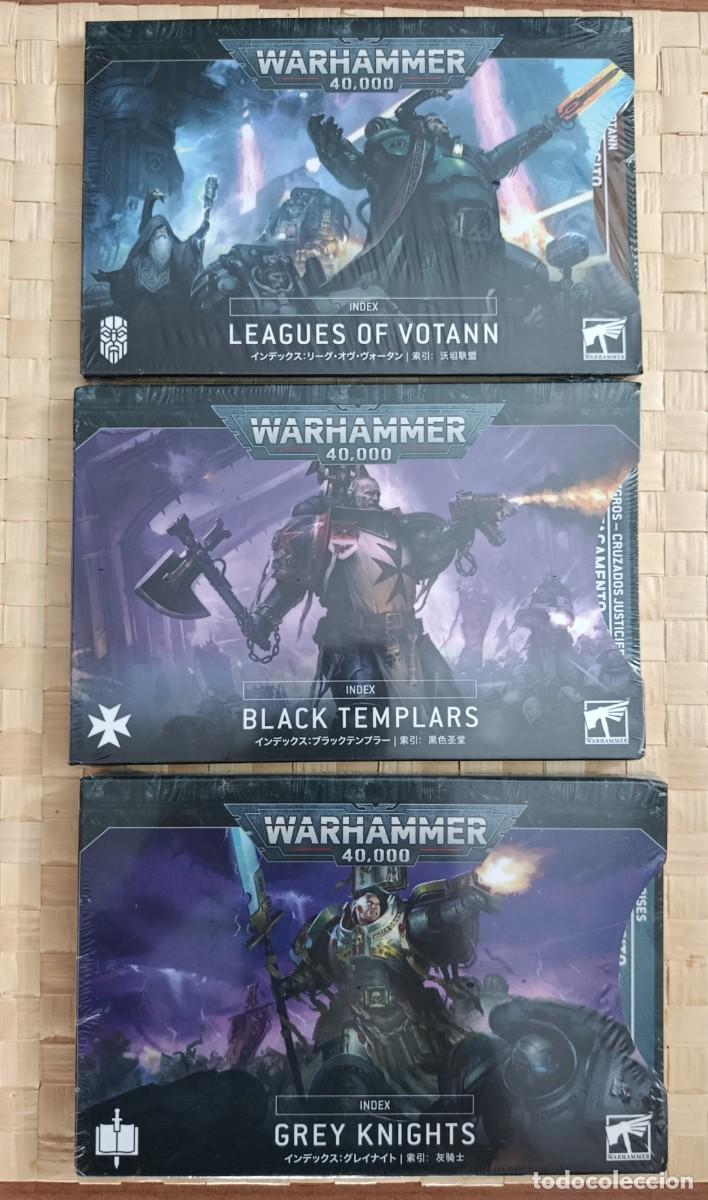 Libros de segunda mano: MAZO CARTAS SIN ABRIR WARHAMMER 40000 LEAGUES OF VOTANN, Index: Black Templars Index: Grey Knights (