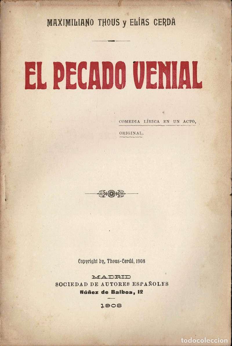 Libros de segunda mano: El pecado venial - Maximiliano Thous, El&iacute;as Cerd&aacute;