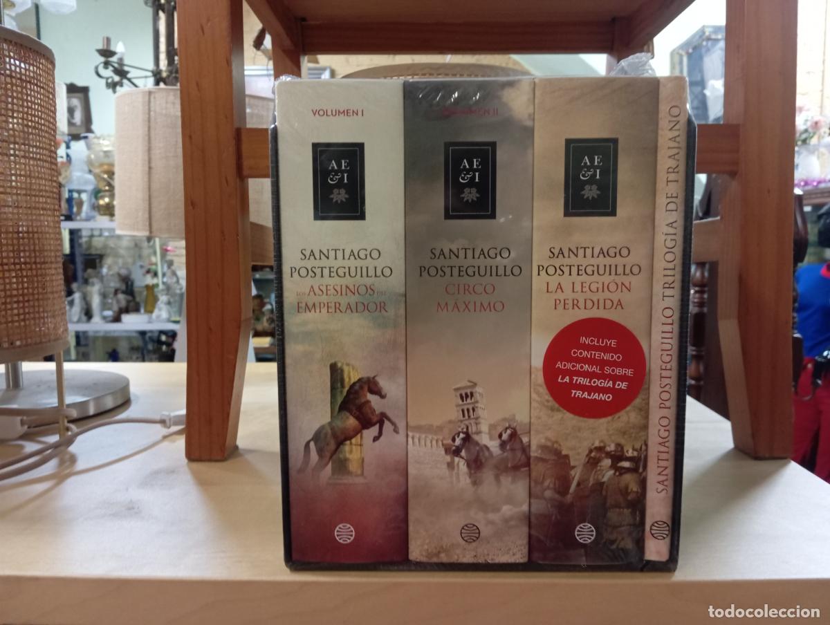 Libros de segunda mano: Trilog&iacute;a de trajano - santiago posteguillo . estuche Ed especial libro adicional . en su blister