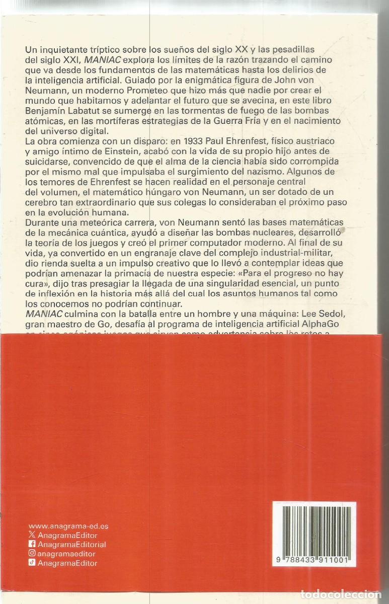 Libros de segunda mano: BENJAMIN LABATUT. MANIAC. ANAGRAMA. - Foto 2