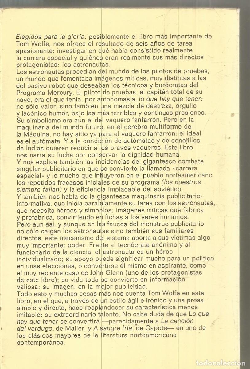 Libros de segunda mano: TOM WOLFE. ELEGIDOS PARA LA GLORIA. ANAGRAMA. - Foto 2