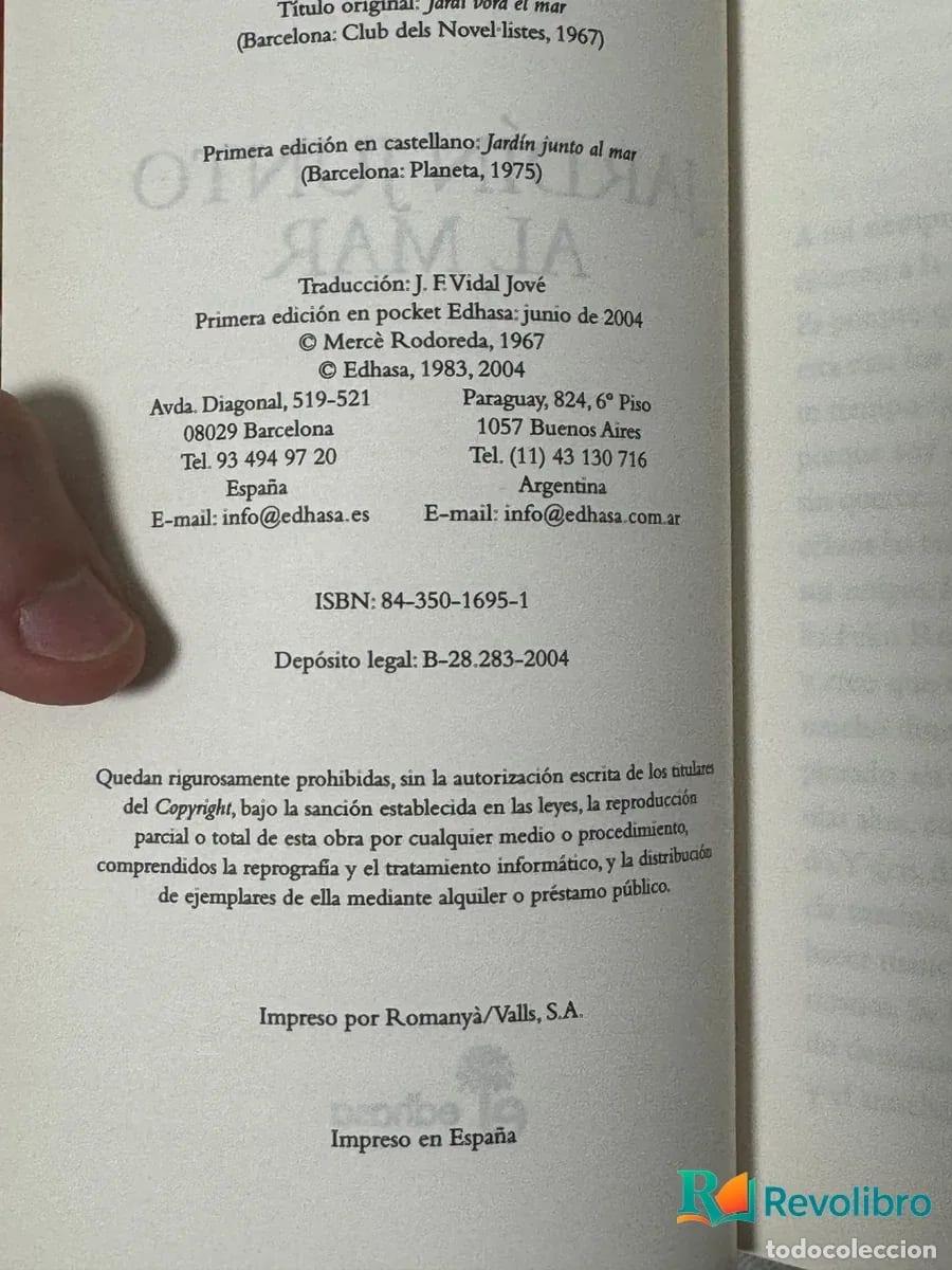 Libros de segunda mano: Jard&iacute;n junto al mar - Merc&egrave; Rodoreda - Foto 2