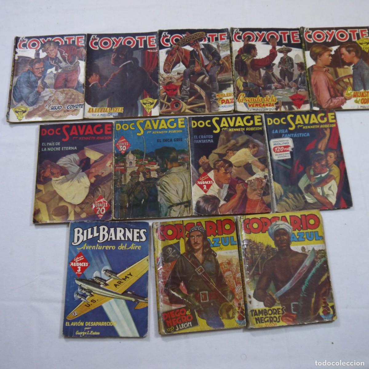 Libros de segunda mano: LOTE DE 12 NOVELAS: EL COYOTE, DOC SAVAGE, COMAND BILL BARNES Y CORSARIO AZUL - CLIPER Y MOLINO