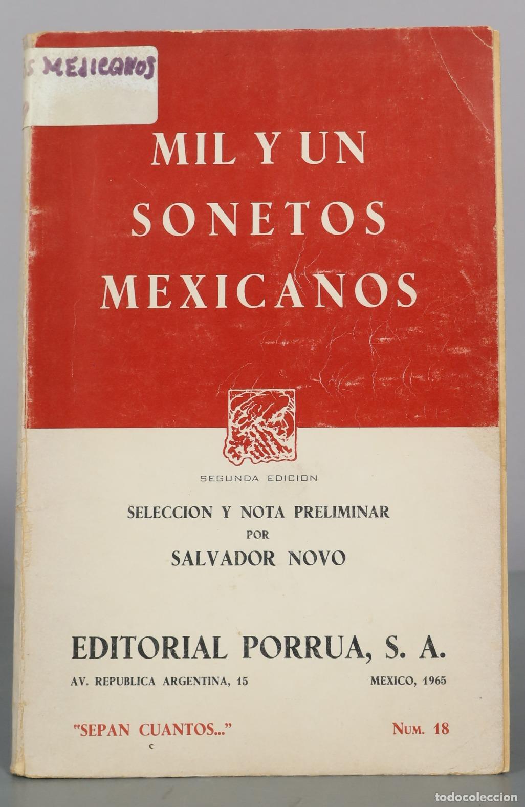 Libros de segunda mano: Mil y un sonetos mexicanos - Salvador Novo - Editorial Porrua