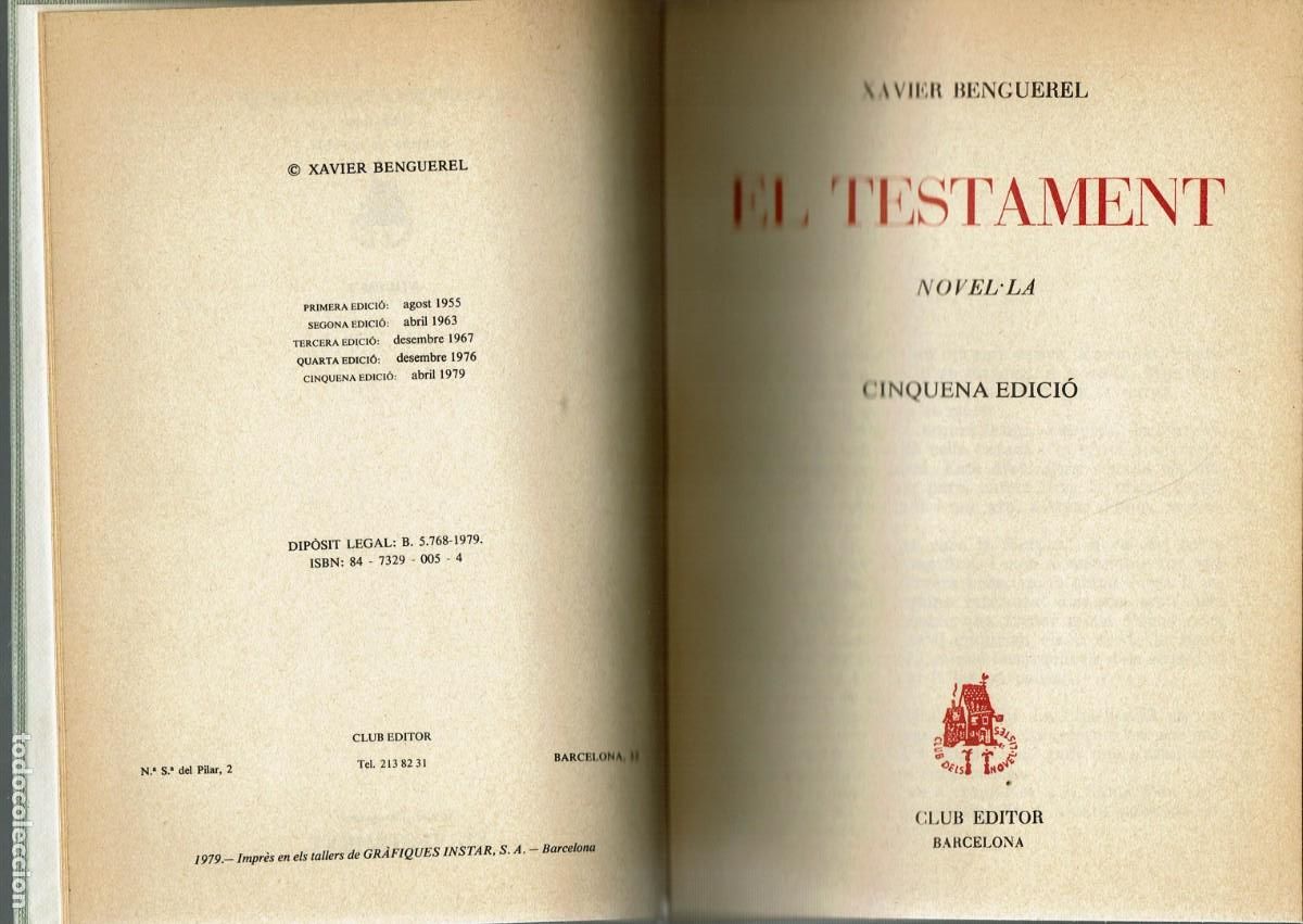 Libros de segunda mano: El testament / Xavier Benguerel - Foto 2