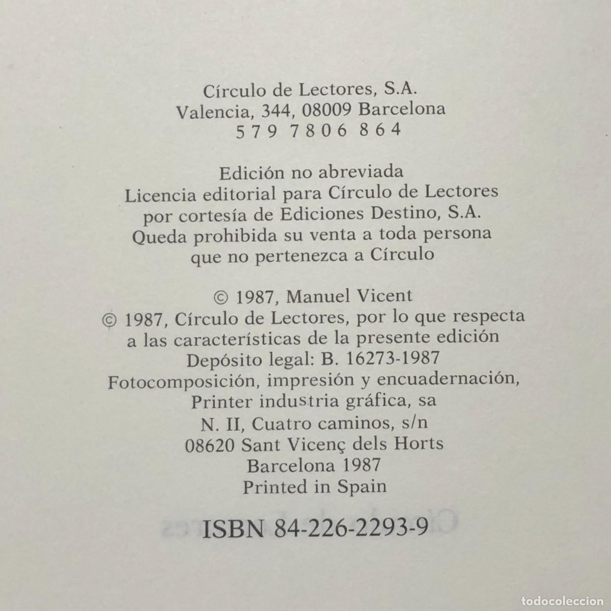 Libros de segunda mano: BALADA DE CA&Iacute;N - MANUEL VICENT - C&Iacute;RCULO DE LECTORES / 134 - Foto 4