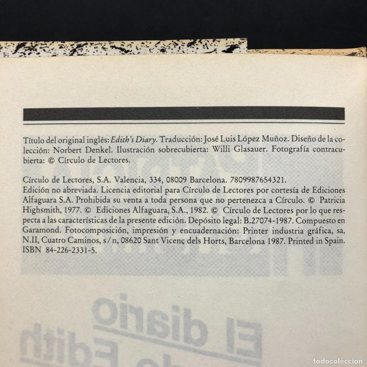 Libros de segunda mano: PATRICIA HIGHSMITH - EL DIARIO DE EDITH - C&Iacute;RCULO DE LECTORES / 252 - Foto 4
