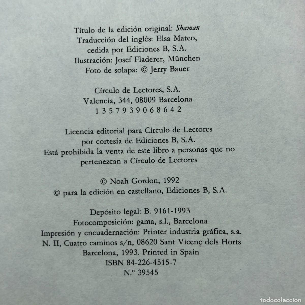 Libros de segunda mano: CHAM&Aacute;N - NOAH GORDON - C&Iacute;RCULO DE LECTORES / 256 - Foto 4
