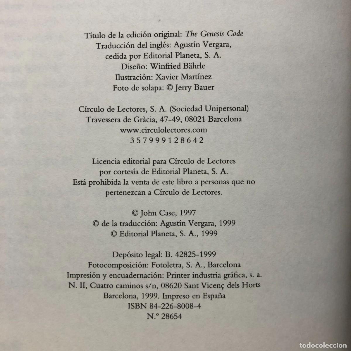 Libros de segunda mano: JOHN CASE - C&Oacute;DIGO G&Eacute;NESIS - C&Iacute;RCULO DE LECTORES / 300 - Foto 4