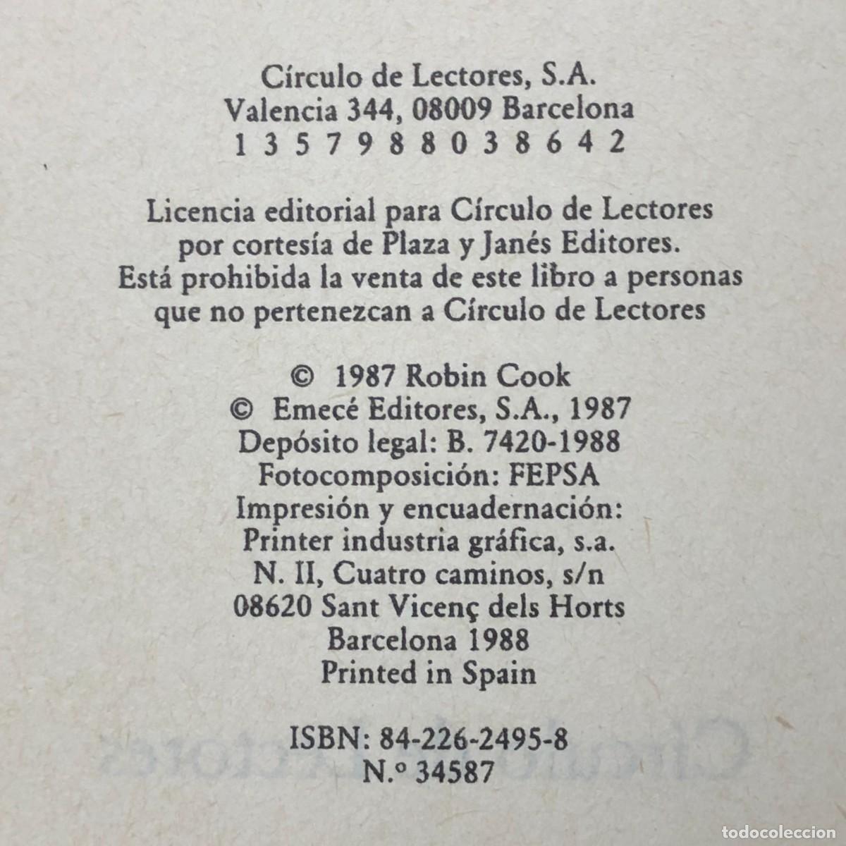 Libros de segunda mano: EPIDEMIA - ROBIN COOK - C&Iacute;RCULO DE LECTORES / 441 - Foto 4