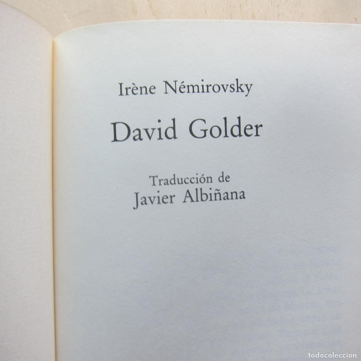 Libros de segunda mano: DAVID GOLDER - IRENE NEMIROVSKY (C&Iacute;RCULO DE LECTORES) NOVELA - Foto 2