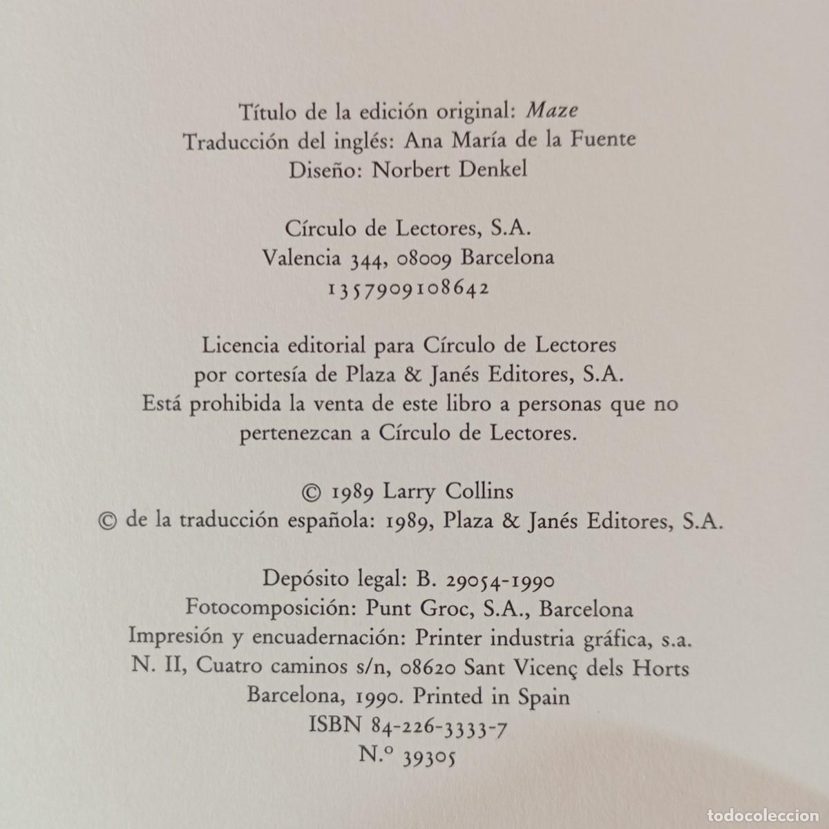 Libros de segunda mano: LARRY COLLINS - LABERINTO - C&Iacute;RCULO DE LECTORES / 832 - Foto 4