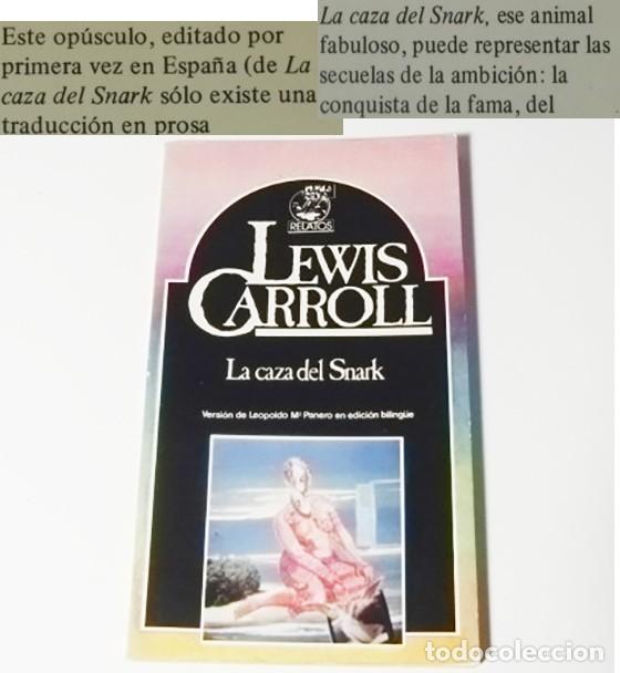 Libros de segunda mano: LEWIS CARROLL LA CAZA DEL SNARK PAROXISMO EN 8 ESPASMOS LIBRO VERS. de L M&ordf; PABERO EDICI&Oacute;N BILING&Uuml;E