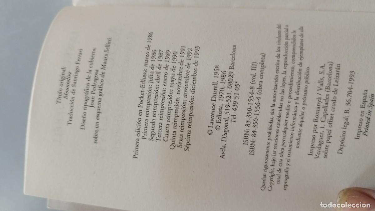 Libros de segunda mano: MOUHTOLIVE / LAWRENCE DURRELL / GRAVOL 33 / EDHASA - Foto 7