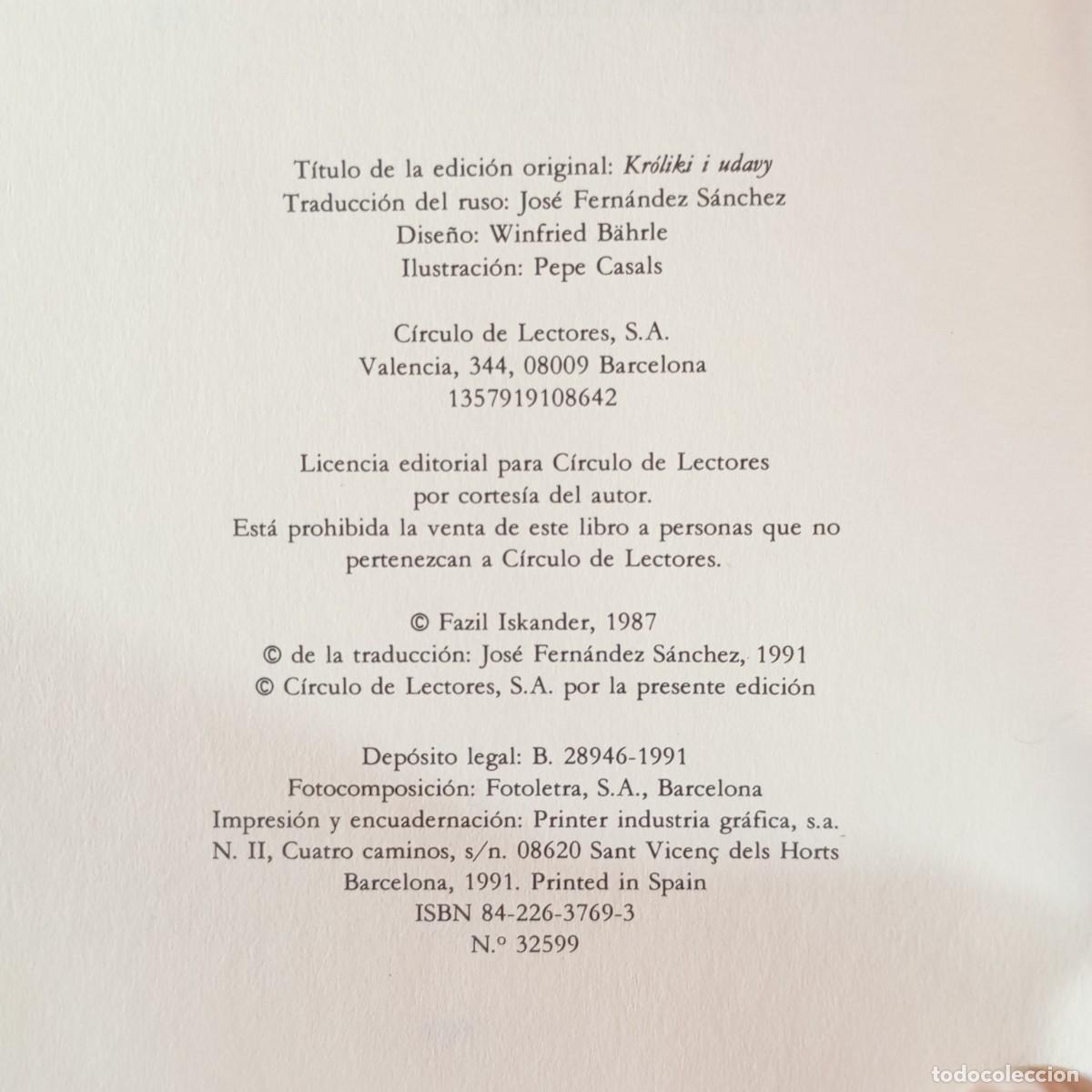 Libros de segunda mano: FAZIL ISKANDER - CONEJOS Y SERPIENTES - C&Iacute;RCULO DE LECTORES / 955 - Foto 4
