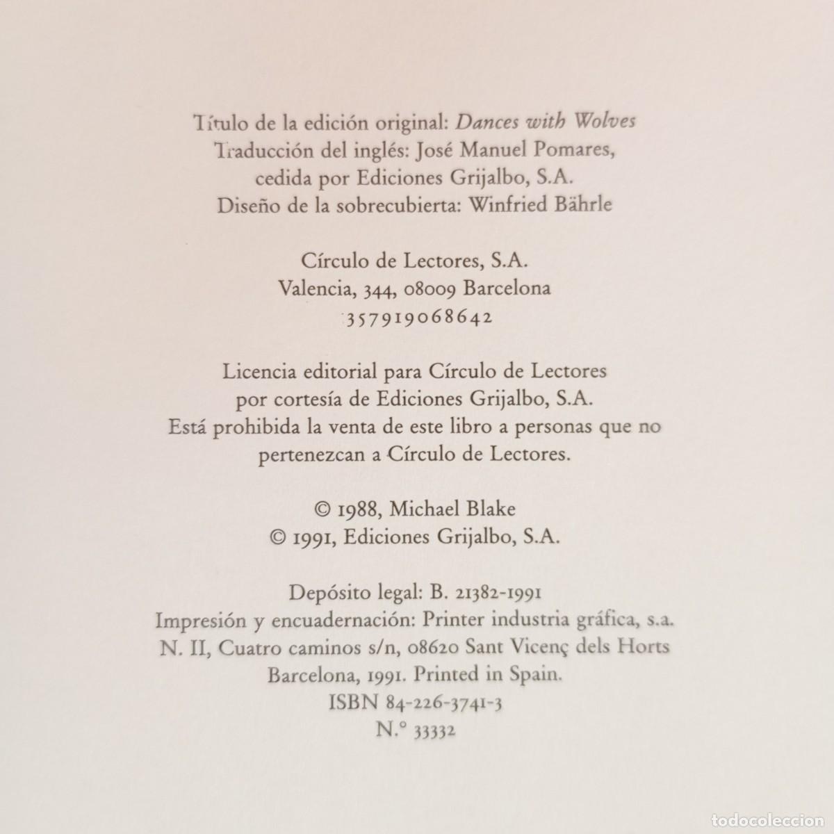 Libros de segunda mano: MICHAEL BLAKE - BAILANDO CON LOBOS - C&Iacute;RCULO DE LECTORES / 990 - Foto 4