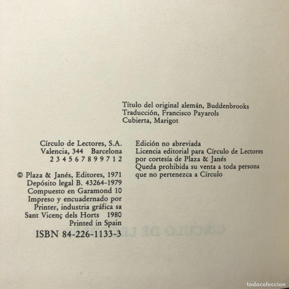 Libros de segunda mano: OBRAS SELECTAS - THOMAS MANN - LOS BUDDENBROOK - C&Iacute;RCULO DE LECTORES / 183 - Foto 4