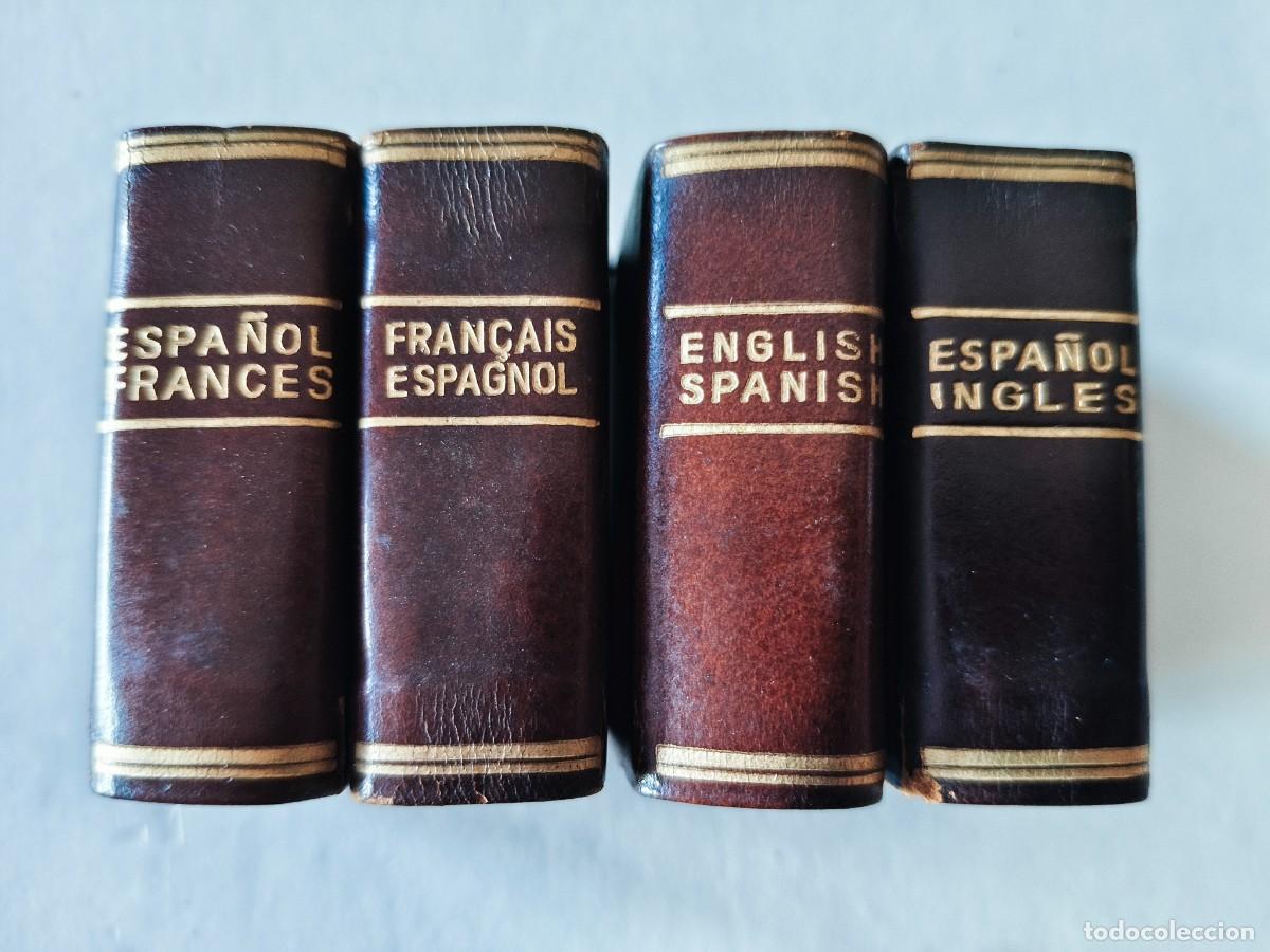 Libros de segunda mano: Cuatro diccionarios Lilliput ,bonita encuadernaci&oacute;n en piel/semipiel