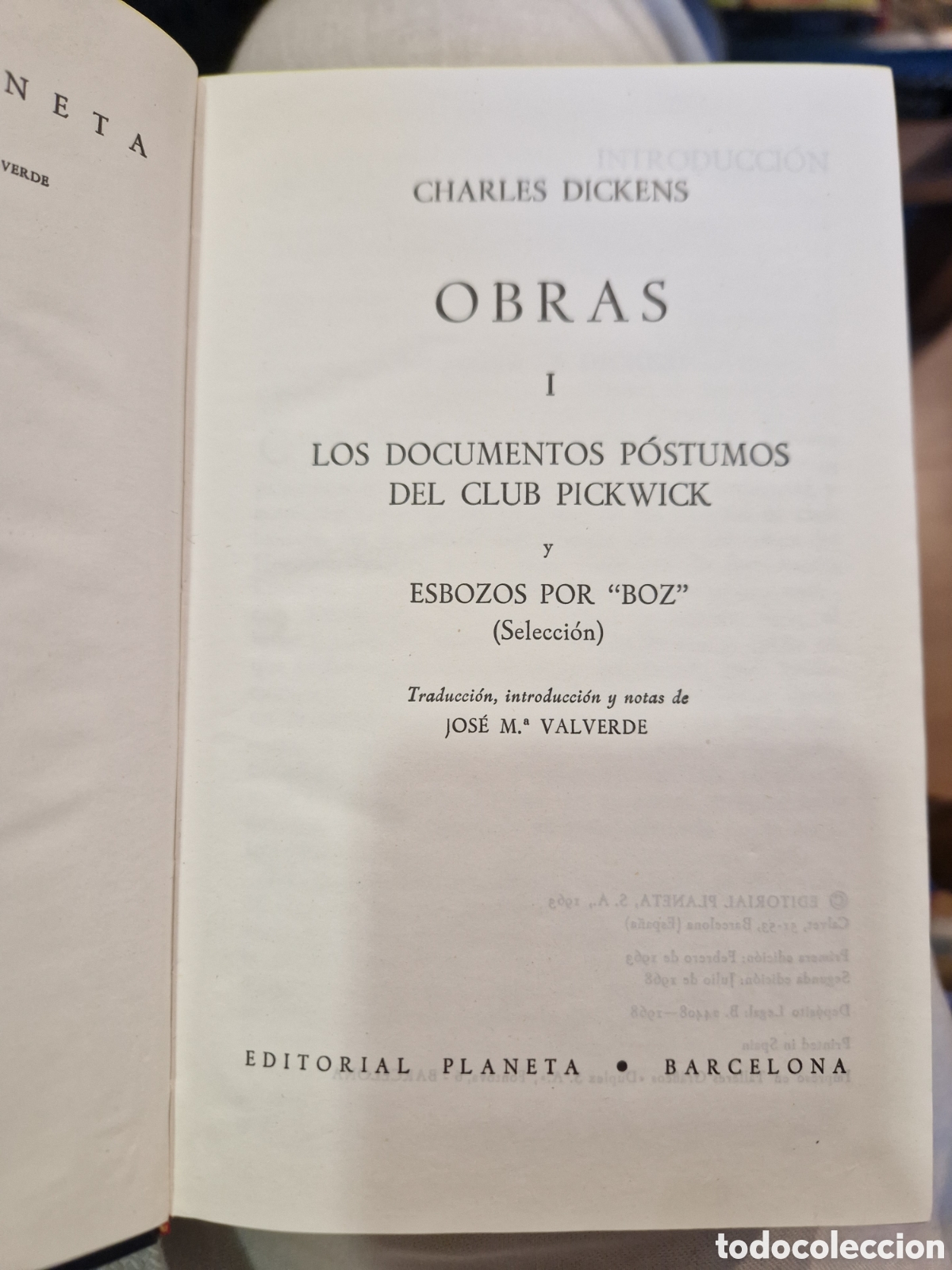 Libros de segunda mano: DICKENS, Charles Obras. I: Los documentos p&oacute;stumos del Club Pickwick y esbozo por &rdquo;Boz&rdquo;