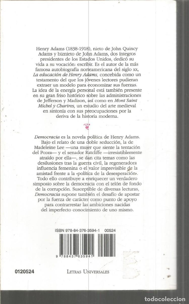 Libros de segunda mano: HENRY ADAMS. DEMOCRACIA. CATEDRA - Foto 2